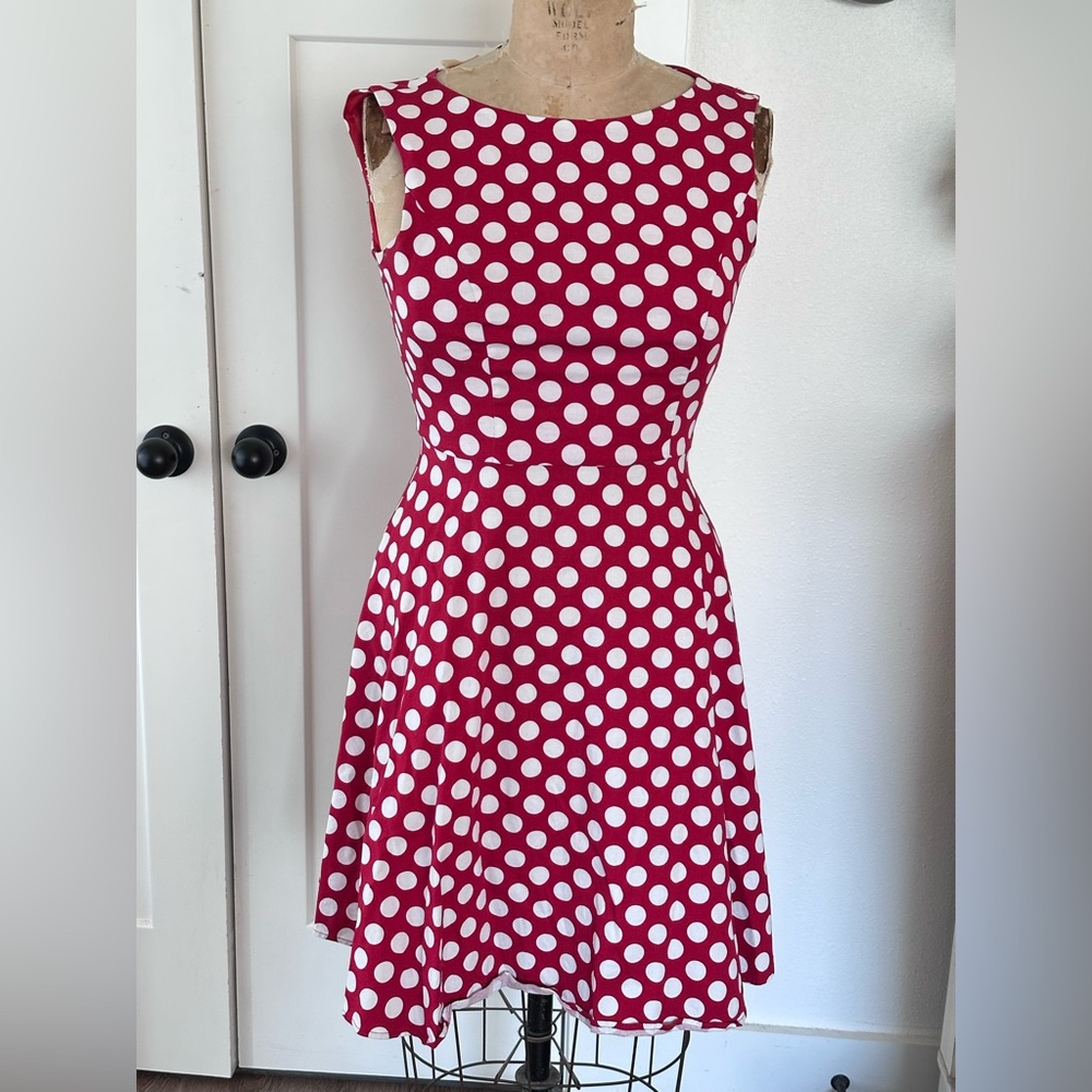 Red and White Retro Swing A-Line Sleeveless Sundress Minnie Mouse Costume